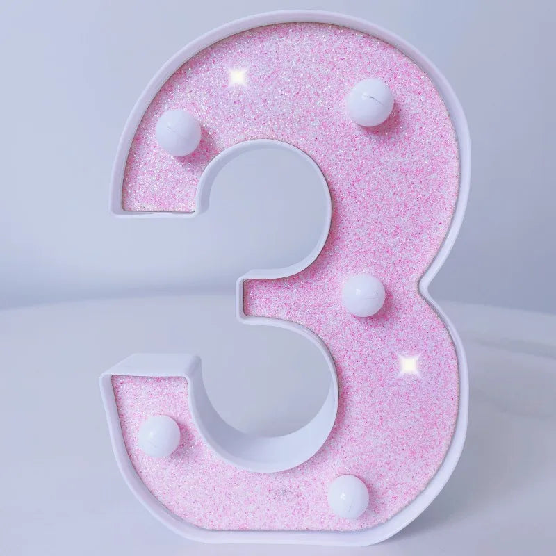 Luxury Alphabet Pink Letter LED Luminous Number Lamp  Battery Night Light for Home Birthday Wedding  Christmas Party Decoration