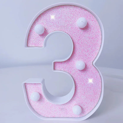 Luxury Alphabet Pink Letter LED Luminous Number Lamp  Battery Night Light for Home Birthday Wedding  Christmas Party Decoration