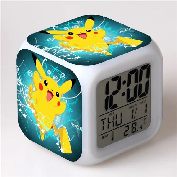 Pokemon Pikachu LED Glowing Alarms for Children Bedroom Decoration Kids Digital Glowings Alarm Clock Desk Decor Christmas Gift