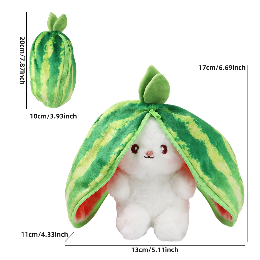 2024 New Bunny Plush Toy Cute Fruit Rabbit Stuffed Animals Transform Cuddly Bunny Plushie Doll for Kids Birthday Gift