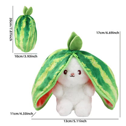 2024 New Bunny Plush Toy Cute Fruit Rabbit Stuffed Animals Transform Cuddly Bunny Plushie Doll for Kids Birthday Gift