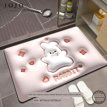 Jojo's L. Pd. Dawn. Floor Mat Fresh Quick-Drying Cartoon Absorbent Non Slip Bathroom Step Mat | Hexi