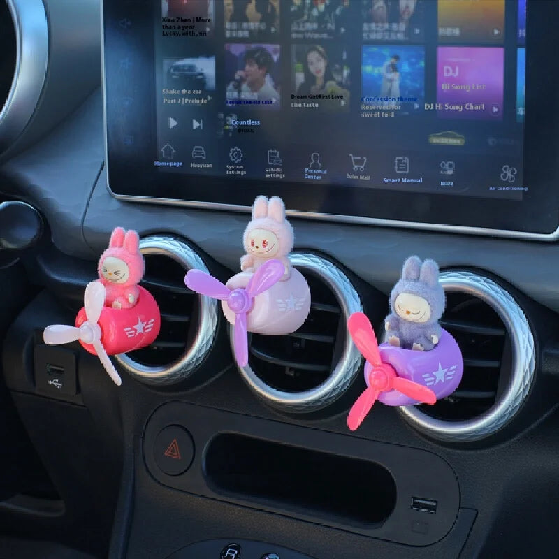 2024 New Anime Labubu Grip Action Creative Aromatherapy Car Interior Air Outlet Mini Airplane Cartoon Decoration New Year Gift