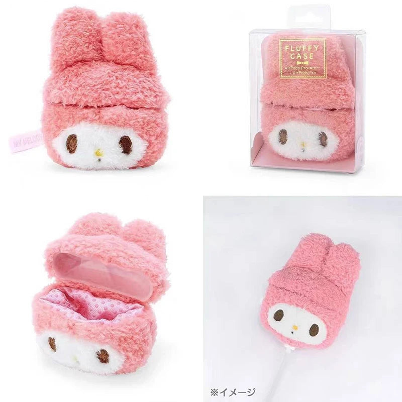 Kawaii Cute Sanrio Kuromi Cinnamoroll My Melody Earphone Storage Bag Cartoon Plush Protective Case Suitable For Airpods Pro 1 2