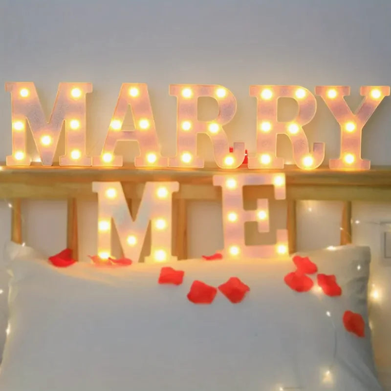 Luxury Alphabet Pink Letter LED Luminous Number Lamp  Battery Night Light for Home Birthday Wedding  Christmas Party Decoration