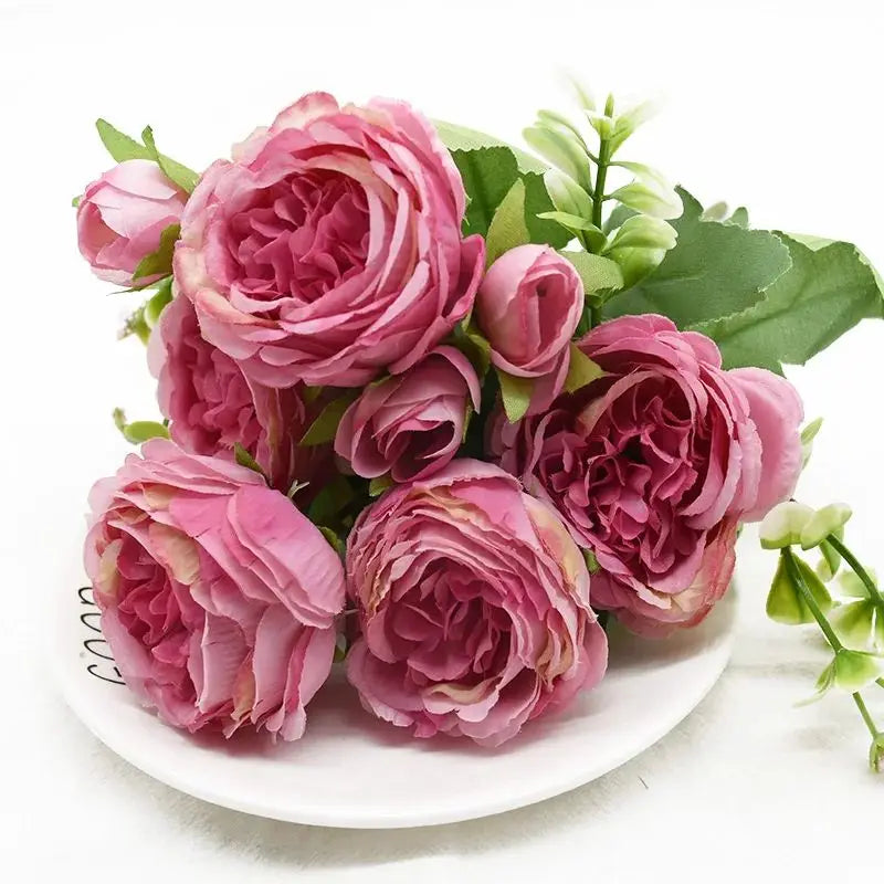 1pc Artificial Flower silk Peony rose Bouquet for Christmas Home Table vase Wedding bridal bouquet Decoration diy gift Hot sales