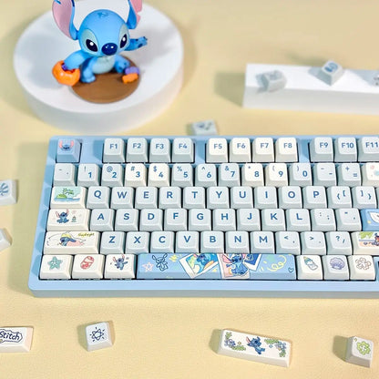 Cute Cartoon Stitch Cinnamon Keycaps 95 Keys MDA Profile Cute Keyboards Caps for 68 75 82 MX Switch Mechanical Keyboards Gifts