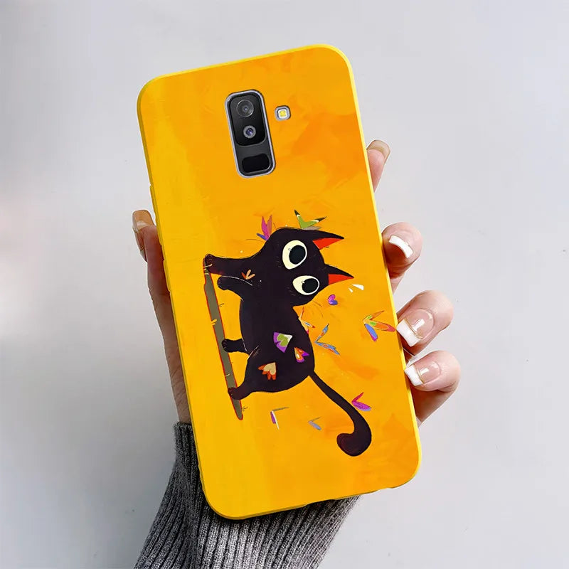 Case For Samsung A6 2018 Cover A 6 A600F Cartoon Cat Fox Soft Silicone TPU Phone Case For Samsung Galaxy A6 Plus 2018 A605F Case