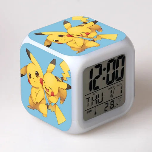 Pokemon Pikachu LED Glowing Alarms for Children Bedroom Decoration Kids Digital Glowings Alarm Clock Desk Decor Christmas Gift