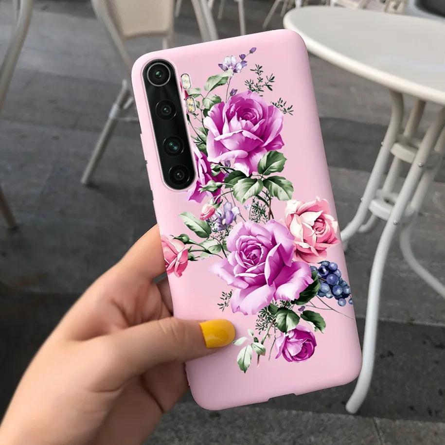 Case For Xiaomi Mi Note 10 Lite Back Cover Protective TPU Silicone Funda Fashion Flower Coque For Xiaomi Note 10 Lite Capa 6.47"