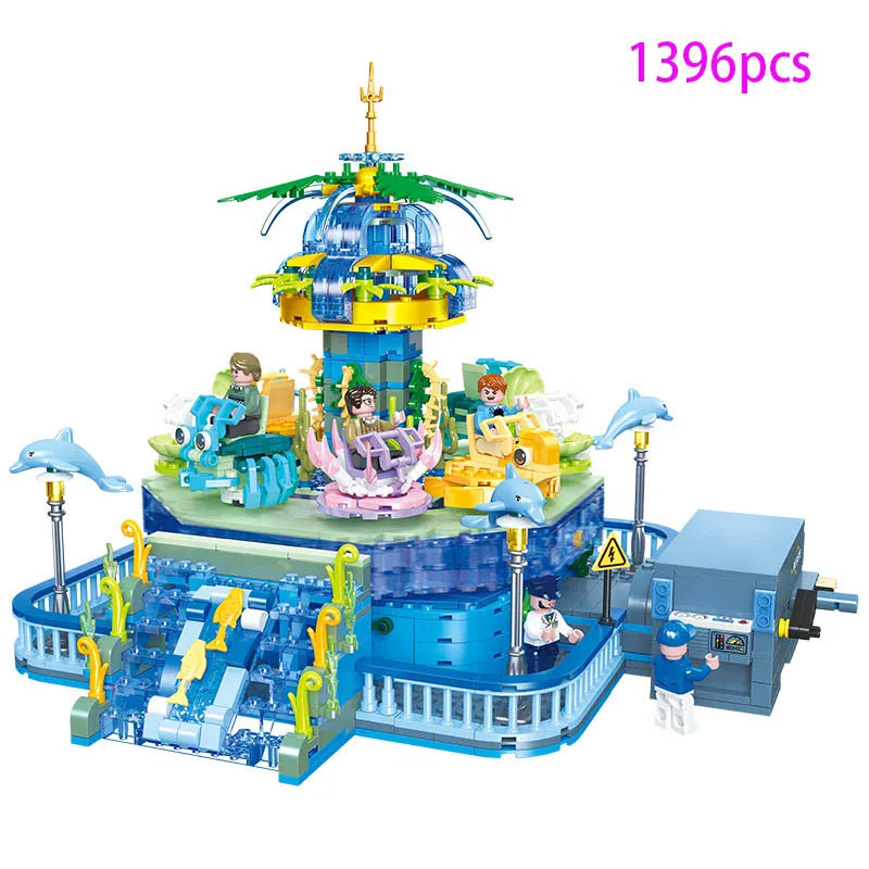 IN STOCK MOC Seabed City Playground Building Blocks Amusement Park Roller Coaster Bricks Toys for Children Birthday Gift Set