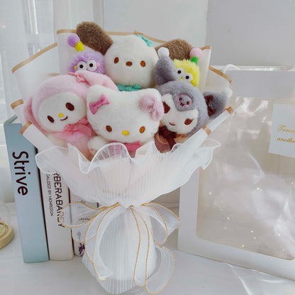 Christmas Gifts Sanrio Plush Cartoon  Bouquet My Melody Kuromi Cinnamoroll Kt Cat Plush Doll Toy Valentine Graduation Gifts