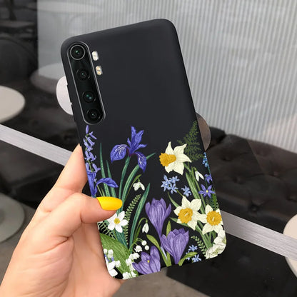 Case For Xiaomi Mi Note 10 Lite Back Cover Protective TPU Silicone Funda Fashion Flower Coque For Xiaomi Note 10 Lite Capa 6.47"