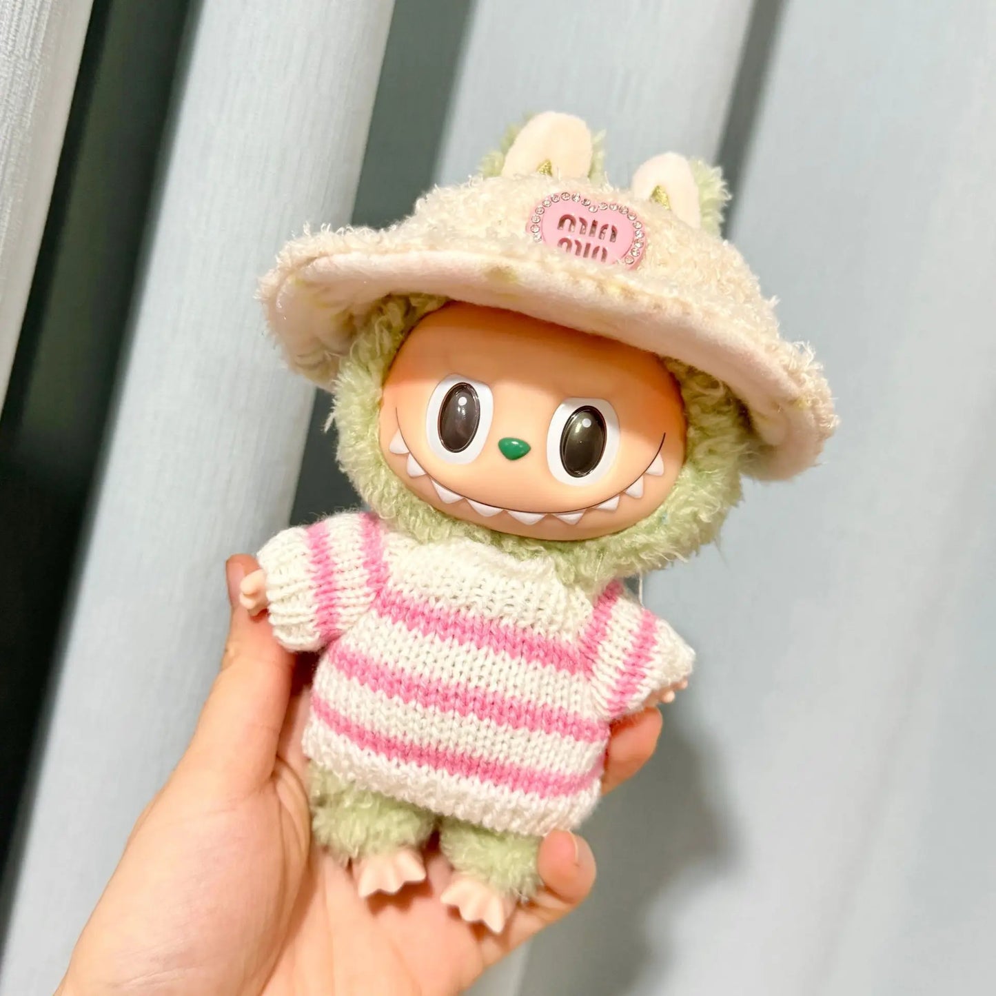 17cm Labubu I II Idol Dolls Cute Mini Plush Doll'S Clothes Korea Kpop Exo Idol Dolls Overalls Clothing DIY Accessories Gifts