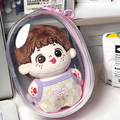 Clear PVC Protective Bag For 10CM Cotton Doll Portable Organizer Box Storage Pouch Keychain Bag Dustproof Box Doll Bag