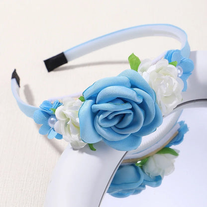 Handmade Head Flower Girls Headbands Baby Hairband Pearl Feather Wedding Princess Kids Dance Party Headwear Newborn Accessories