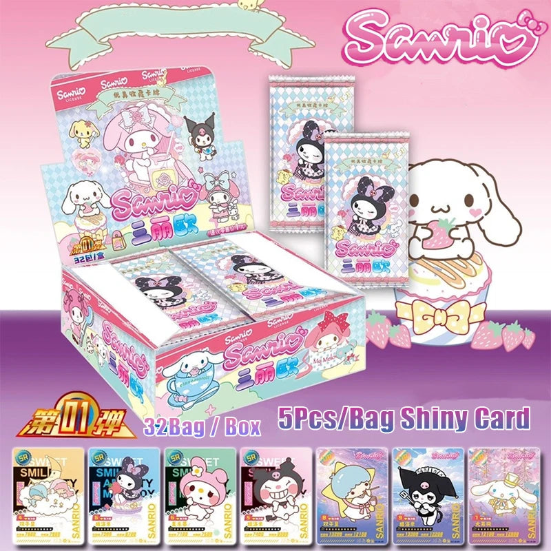 Sanrio Shining Card Cartoon Kuromi Hello Kitty My Melody Cinnamoroll Collectible Game Trading Card Children Toy Christmas Gift