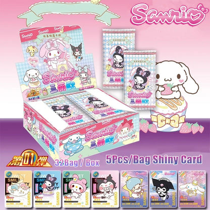 Sanrio Shining Card Cartoon Kuromi Hello Kitty My Melody Cinnamoroll Collectible Game Trading Card Children Toy Christmas Gift