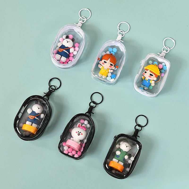 Doll Organizer Transparent Storage Box Pouch Mystery Box Keychain Bag Storage Case Thicken Wallet Cute Doll Bag Organization