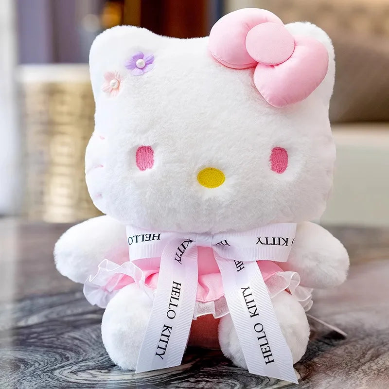 Sanrio Hello Kitty Kuromi Throw Pillow Baby Stuffed Toys Anime Cat Plush Toys Plushie Kids Gifts Children Dolls For Girls Boys