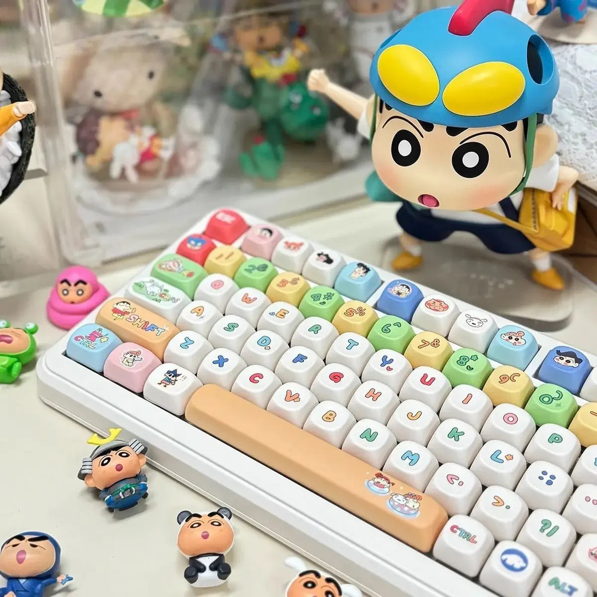 138 Keys MOA Profile PBT Keycap Cute Anime Crayon MX Switch Keyboard Cap for 60/64/84/98/108 Gaming Mechanical Keyboards Keycap