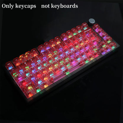 USLION 115 Keys OEM Profile Colorful Full Transparent Keycaps PC Clear Gaming Mechanical Keyboard Key Caps for MX Switches