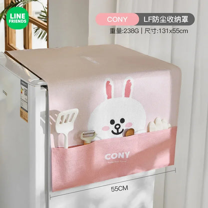 Anime Brown Bear Sally Cony Microwave Dustproof Cover with Storage Bag Kawaii Cartoon Refrigerator Kitchen Home Protection Case