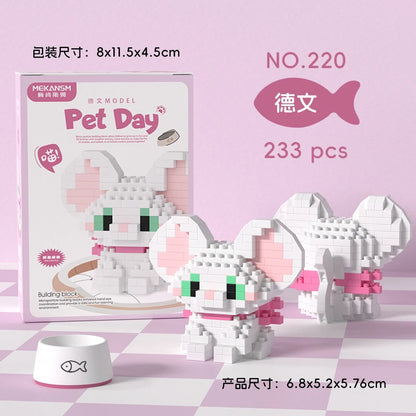 HUIQIBAO MINI Cute Pet Dog Cat Micro Building Block Model Set Kids City Cartoon Animal Diamond Bricks Educational Toys for Adult