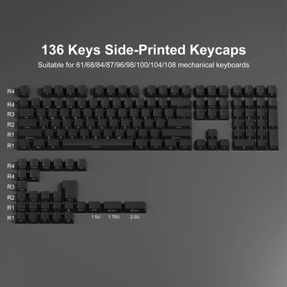 136 Key Side Print Gradient Red Cherry Profile PBT keycaps Double Shot Shine Through Backlit Key Caps For MX Mechanical Keyboard