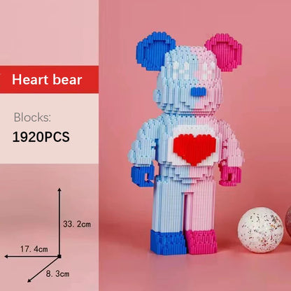 Violence Bear Building Block Toy Height Lovely particles DIY Assembly Painting Bear 3D Model Children's Toys Birthday Xmas Gift