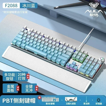 Aula F2088 Side-engraved Gradient Pro Mechanical Keyboard 108 Keys Wired  E-sports Game Office With Hand Rest Blue Axis Red Axis