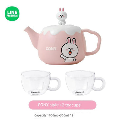 Line Friends Brown Bear Christmas Gift Teapot Ceramic Large Capacity Kettle Water Cup Kung Fu Tea Set Suit