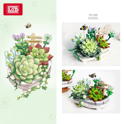 LOZ Plant Series potted Cherry tree potted succulent Rose Eternal Flower bouquet model building blocks for girls and girls