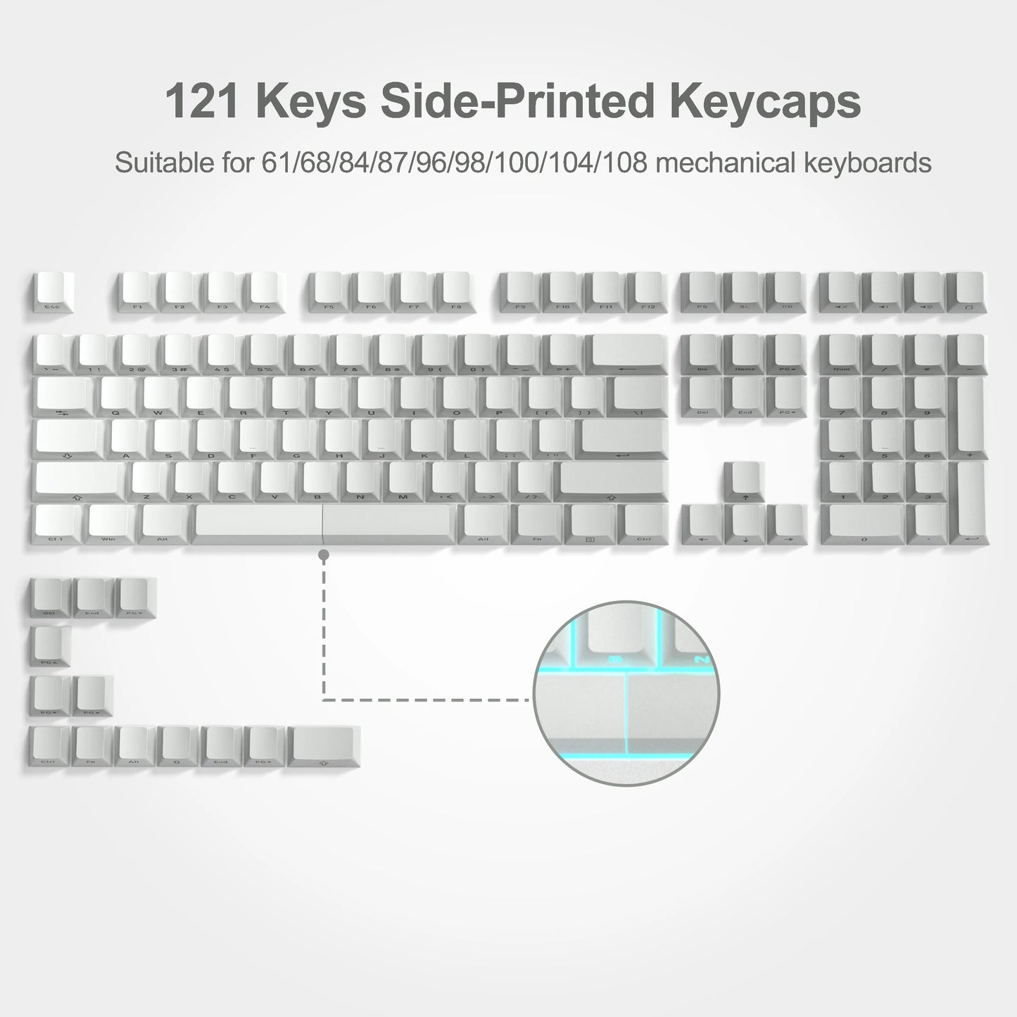 136 Key Side Print Gradient Red Cherry Profile PBT keycaps Double Shot Shine Through Backlit Key Caps For MX Mechanical Keyboard