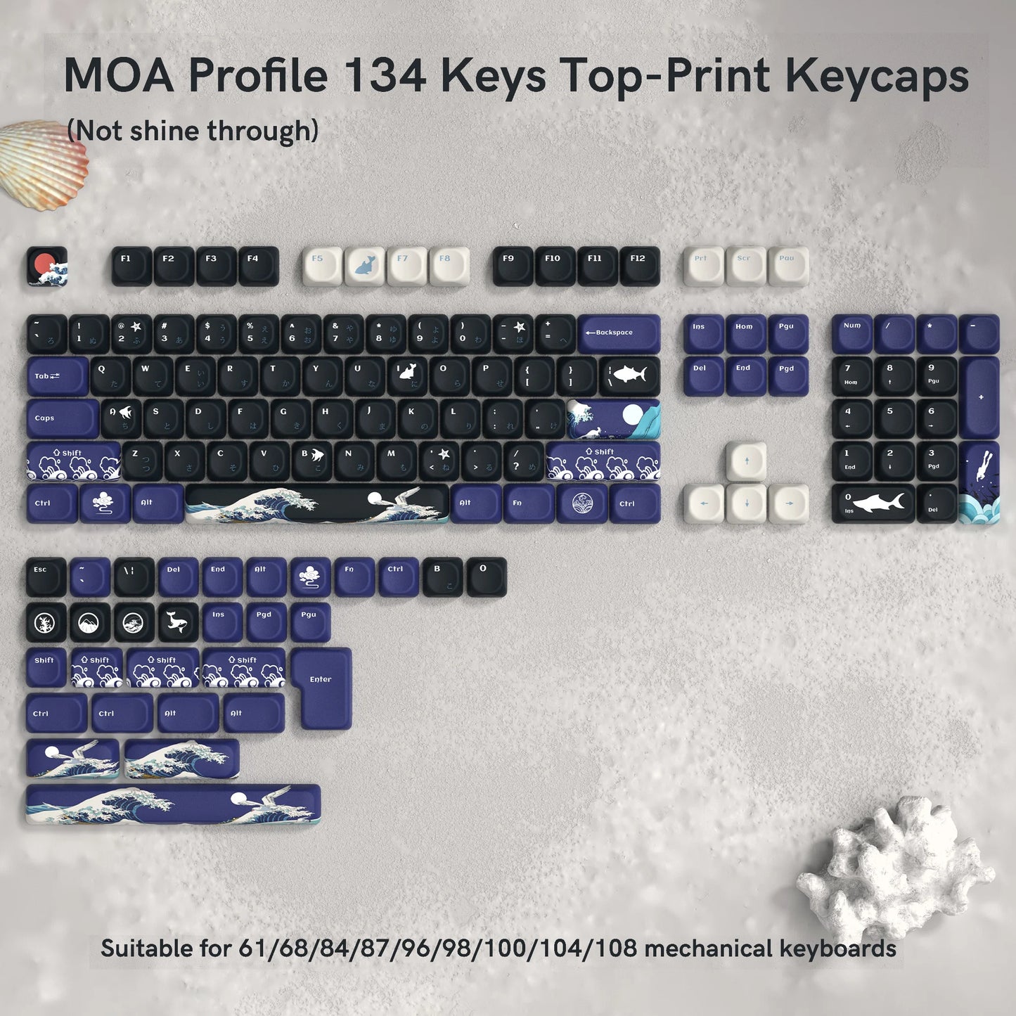 134 Keys MOA Profile Gradient Purple PBT Keycaps Customs Dye Sub Key caps for 61/87/104 Cherry MX Gaming Mechanical Keyboard