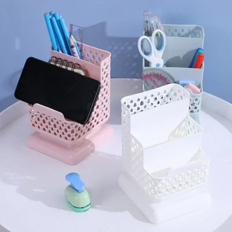 Personalized Office Desk Storage Box Minimalist Multi-functional Stationery Makeup Brush Phone Holder Desktop Clutter Organizer