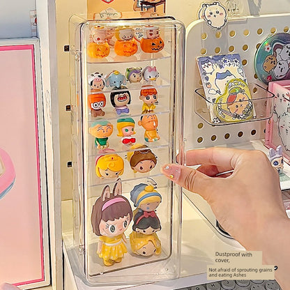 Transparent Cute Tablets Storage Box Desktop Multi-Layer Dustproof Hand-Made Blind Box Display Stand Pop Mart Small Ornaments Finishing Box