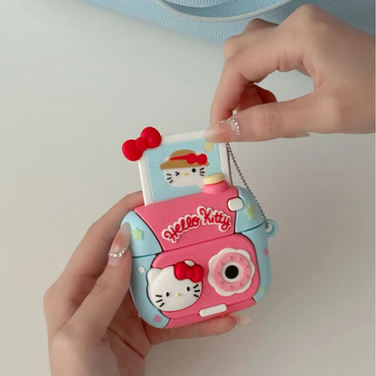 For Airpods 4 Case 2024,Hello Kitty Camera With Keychain Protective Earphone Silicone Cover For Airpod 4 Case Girls Women Funda