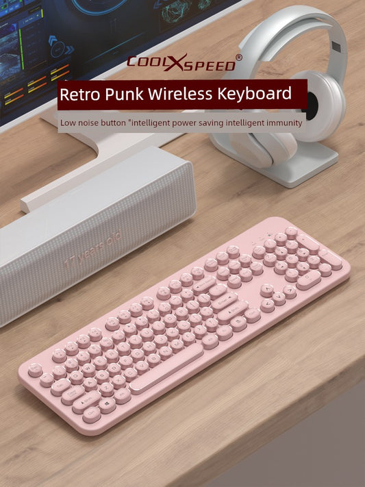 Retro Punk Game Office Cute Wireless Keyboard