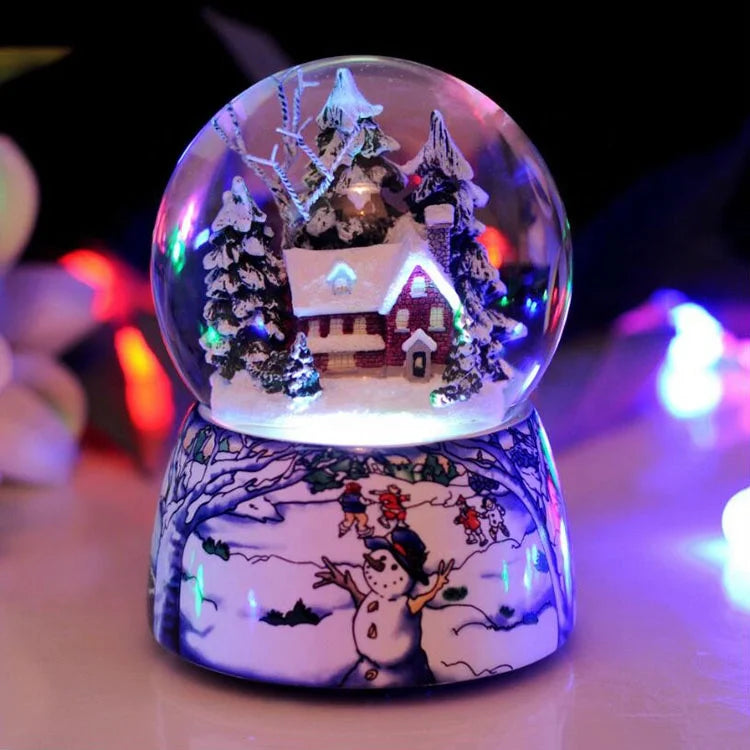 Custom animated Led lighted house Christmas spinning water globe