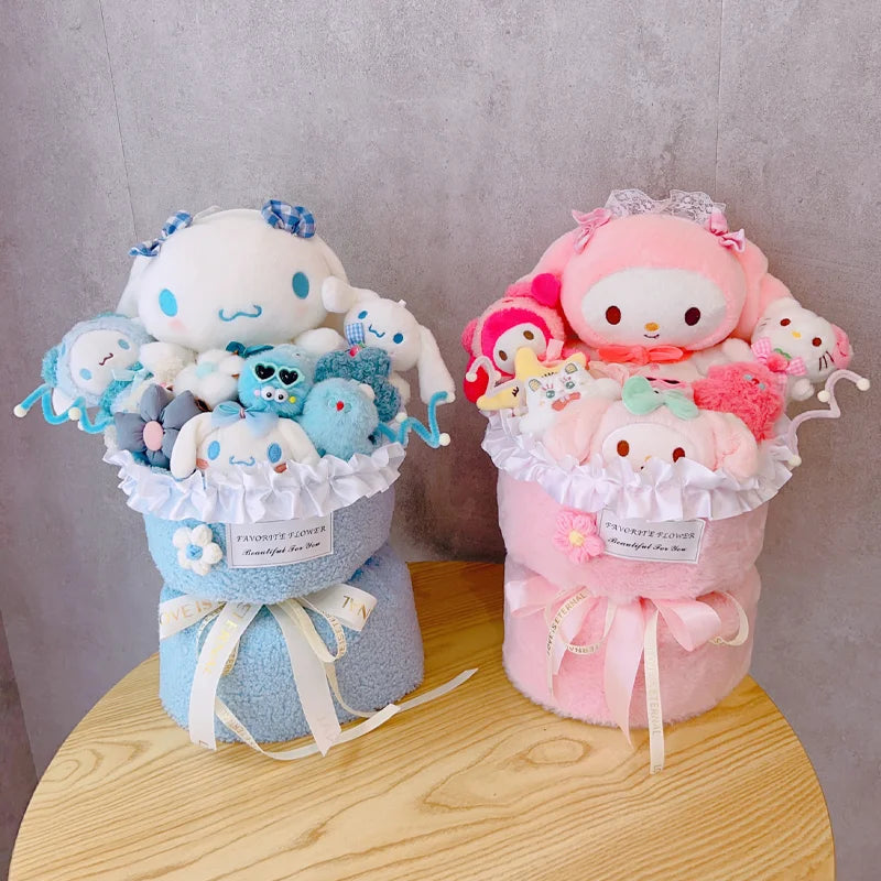 Sanrio Cinnamoroll Kuromi Doll Bouquet, Kawaii Plushies Valentine's Day Gift For Girlfriend's Birthday, Cute Plush Toy