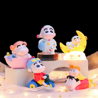 4pcs New Childhood Memories Of The Cute Crayon Shin-Chan Resin Crafts Car Decorations Office Desktop Small Ornaments Nice Gifts