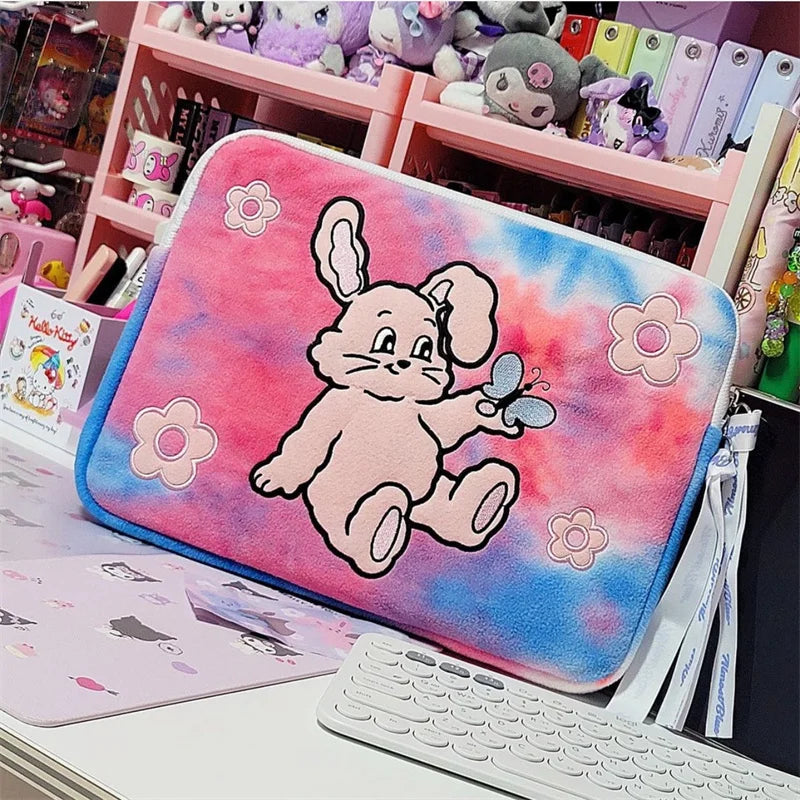 Cartoon Cute Bear Leather Laptop Bag Sleeve for Macbook Air 11 13 Inch Pro 14 15.6 M1 M2 Mac Book IPad Case Cover Accessories