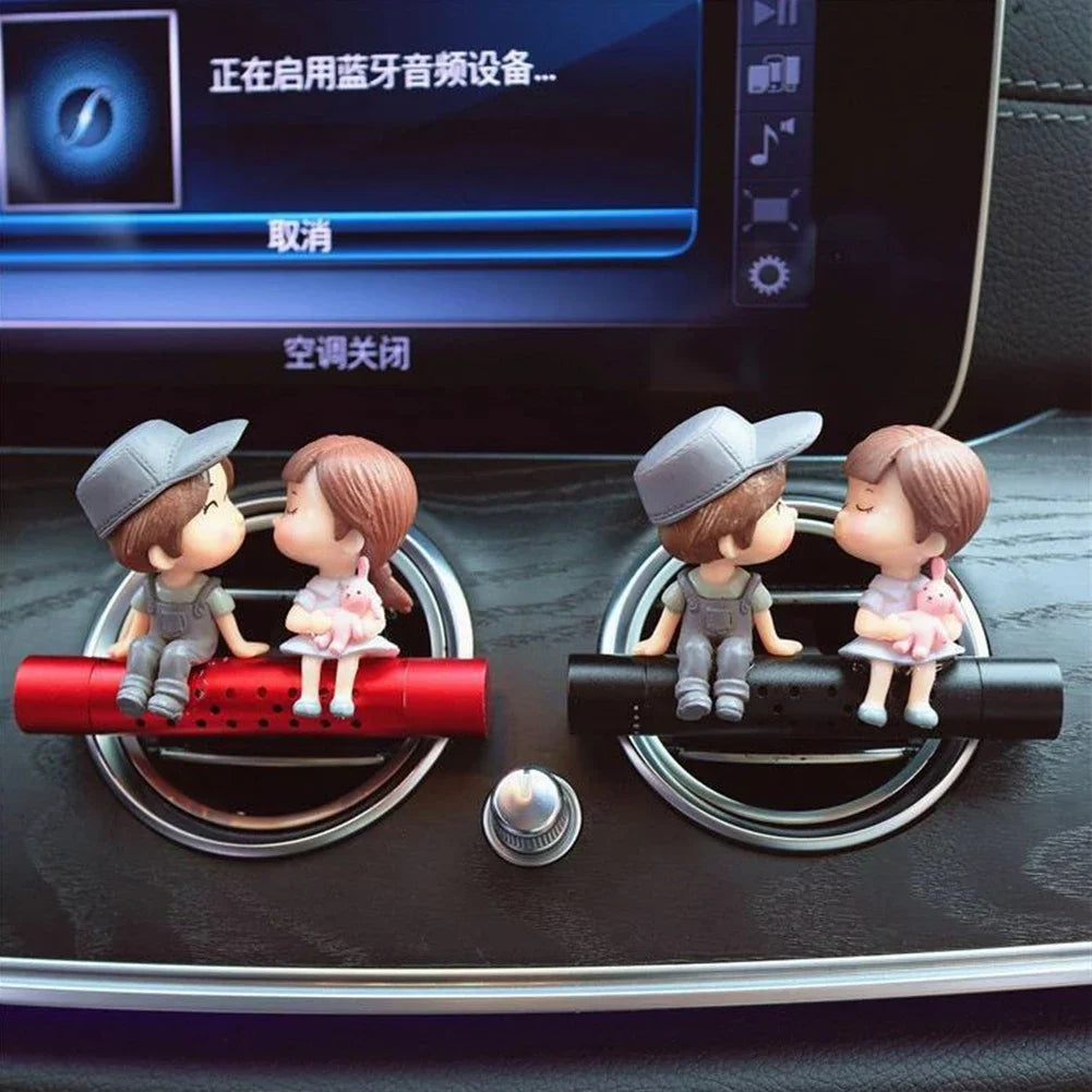 Car Air Freshener Cute Couple Doll Cartoon Lovers Car Accessories Interior Metal Aromatherapy Air Vent Clip Perfume Ornament