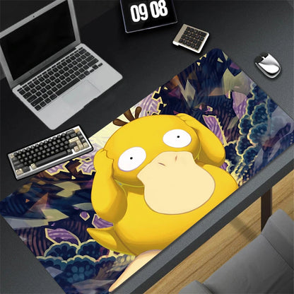 Kawaii Japan Anime Mouse Pad PC Yellow Star Duck Gamer Cabinet Keyboard Rug XXL P-pokemon P-psyduck Mousepad Large Cute Desk Mat