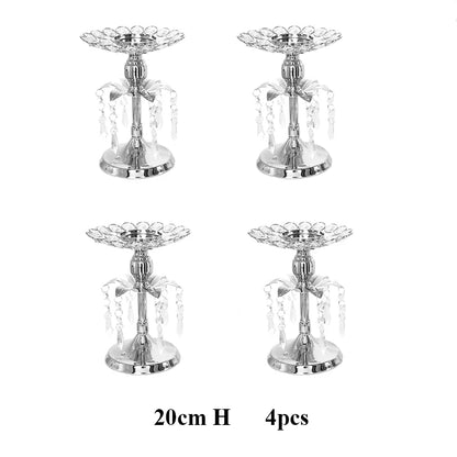 PEANDIM Silver Crystal Candle Holder Wedding Candlestick Christmas Party Table Centerpieces Candelabra Flower Vase Home Decor