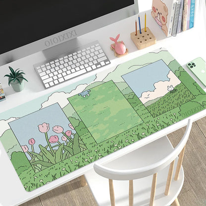 Cute Rabbit Green Anime Mouse Pad Gaming XL Large Home HD Mousepad XXL keyboard pad Office Soft Non-Slip Carpet PC Mice Pad