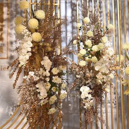 Gold Series Artificial Plants Leaf Wedding Supplies Flower Arrangement Materials Fake Floral Bouquet Christmas Home Decor Props