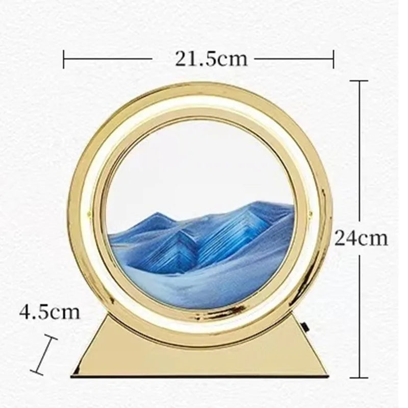 Moving Sand Art Picture Table Lamp Quicksand Night Light 3D Hourglass Room Lamps Flowing Sand Painting Home Decor Gift