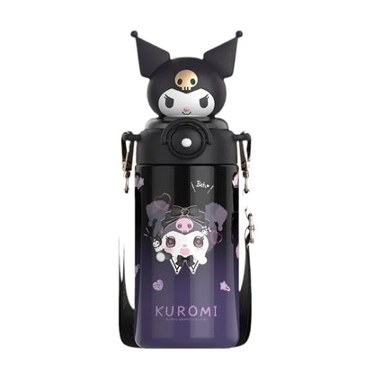 Sanrio Kuromi Thermos Cup Crayon Shin Chan Cute  Water Bottle Keeps Cold Stainless Steel Children Straw School Students